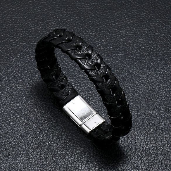 Jewelry Leather Rope Handwoven Punk Style Bracelet For Men