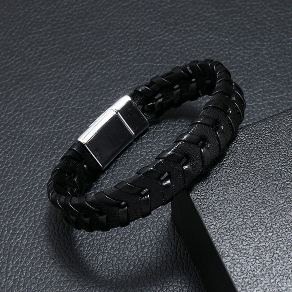 Jewelry Leather Rope Handwoven Punk Style Bracelet For Men