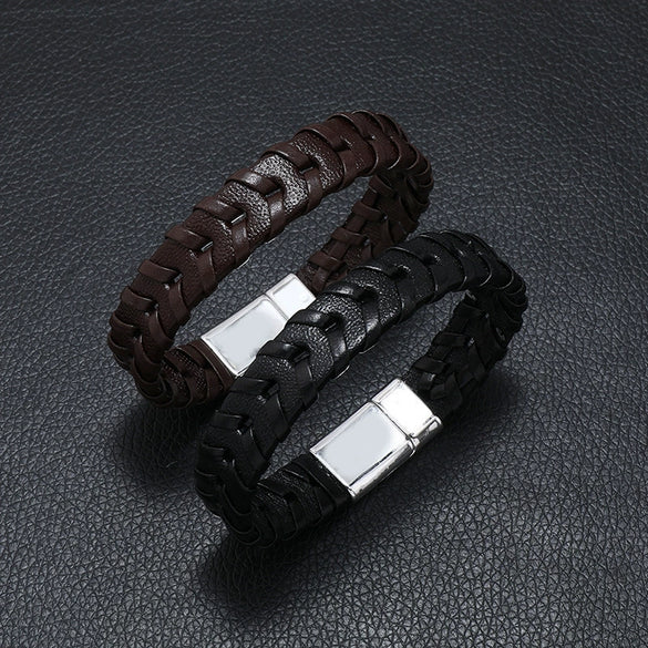 Jewelry Leather Rope Handwoven Punk Style Bracelet For Men
