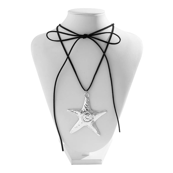 Jewelry Leather Wax Line Acrylic Flannel Iron Chain Alloy Handmade Star Choker Necklace