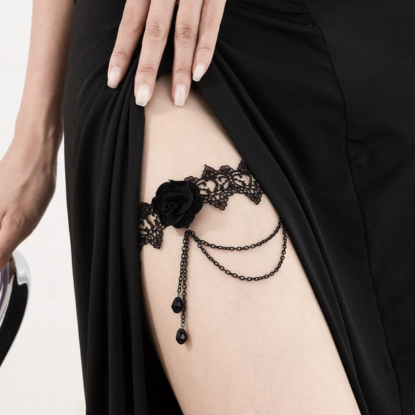 Jewelry Leg Chain Elastic Band Lace Iron Chain Flower Style