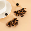 Jewelry Leopard Fabric Iron Acrylic Diamond Big Circle Earring Electroplating Handmade