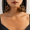 Jewelry Leopard Fabric Iron Acrylic Diamond Big Circle Earring Electroplating Handmade