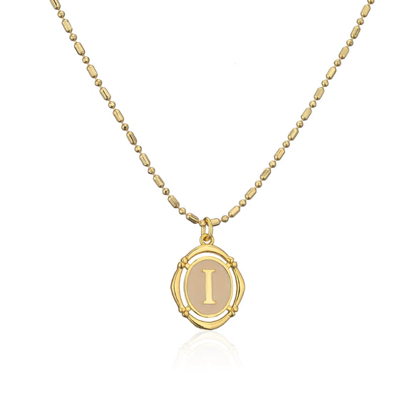 Jewelry Letter Necklace Copper Gold Plated Geometric Style O Chain