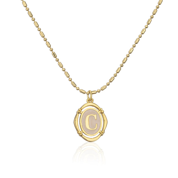 Jewelry Letter Necklace Copper Gold Plated Geometric Style O Chain