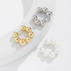Jewelry Light Luxury Imitation Pearl Geometric Electroplated 3Piece Set Earrings