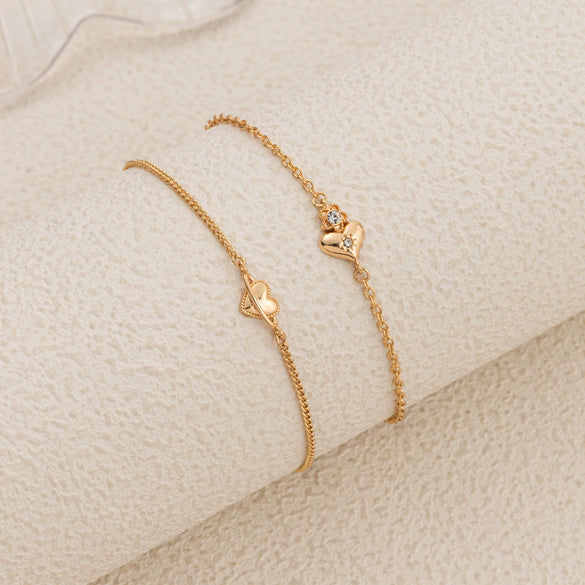 Jewelry Light Luxury Style Heart Shape Copper Plastic Gold Plated Adjustable Bracelet