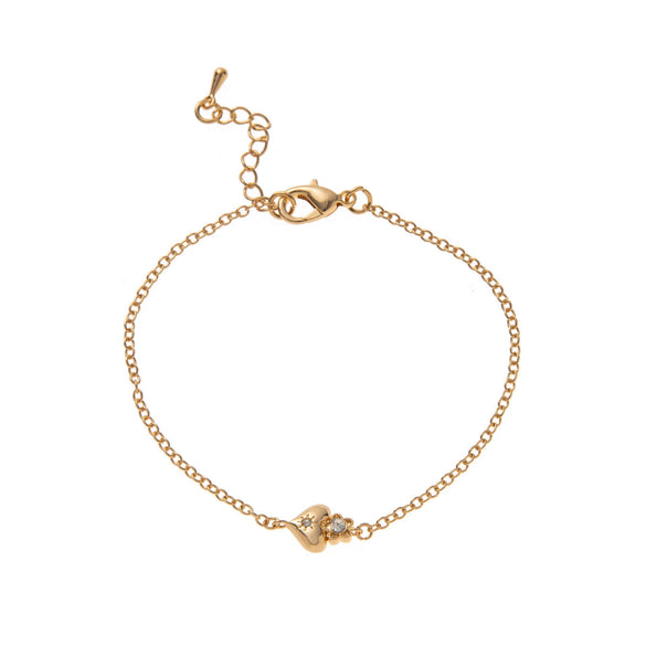 Jewelry Light Luxury Style Heart Shape Copper Plastic Gold Plated Adjustable Bracelet