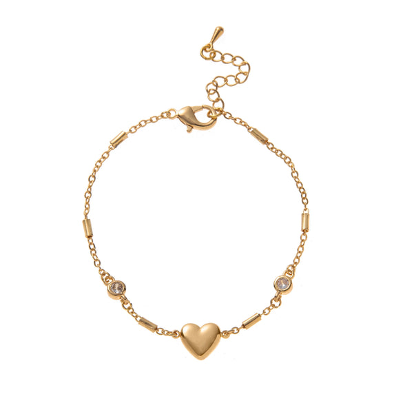 Jewelry Light Luxury Style Heart Shape Copper Plastic Gold Plated Adjustable Bracelet