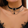 Jewelry Lolita Lace Imitation Crystal Black Gothic Wind Water Drop Tassel Handmade Women's Choker Necklace With Flower Pattern