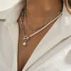 Jewelry Long Round Bead Chain Stacked Necklace Vintage Personality Imitation Pearl Iron Chain Alloy Electroplated