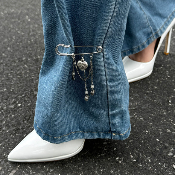 Jewelry Love Heartshaped Pendant Pants Chain Iron Copperclad Chain Alloy Women's