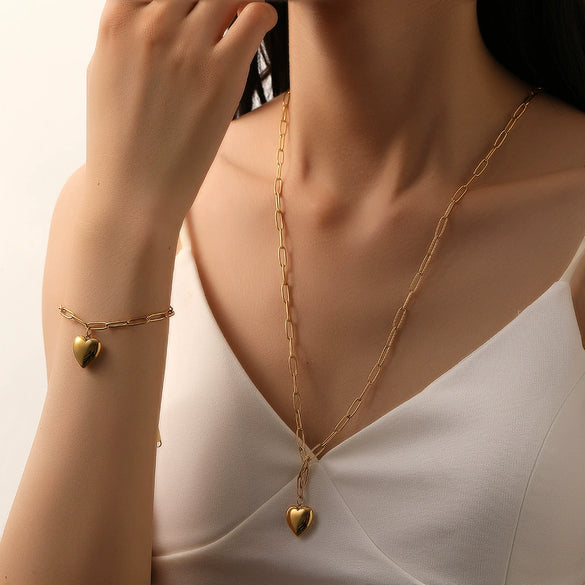 Jewelry Love Water Drops Bell Pattern Titanium Steel Box Chain Bracelet