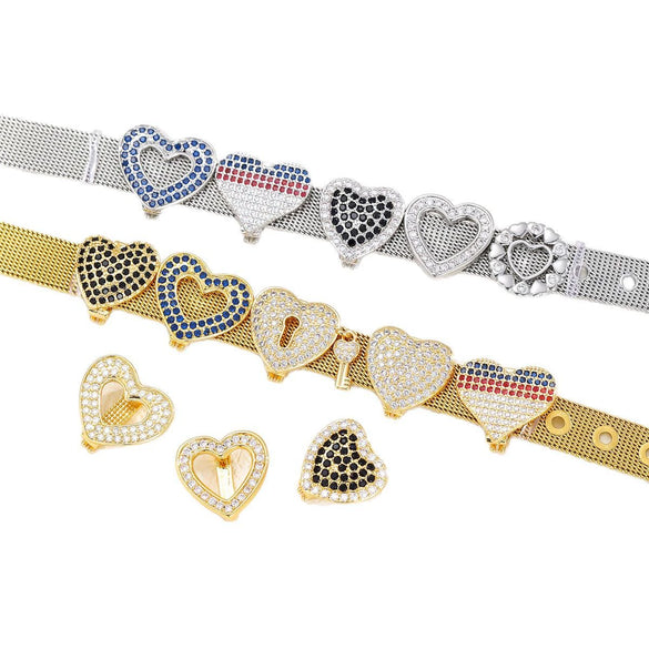 Jewelry Loveshaped Copper Adjustable Bracelet With Geometric Design And Electroplating