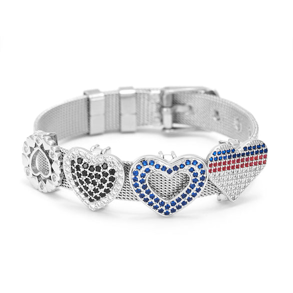 Jewelry Loveshaped Copper Adjustable Bracelet With Geometric Design And Electroplating