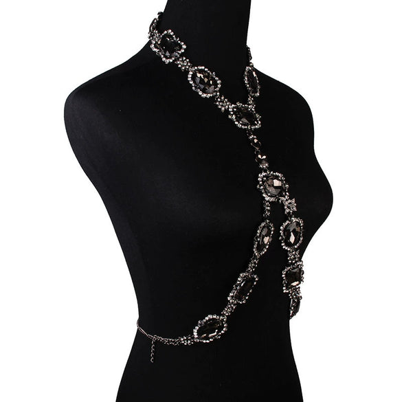 Jewelry Luxury Diamond Alloy Water Wave Chain Geometric Women's Long Necklace