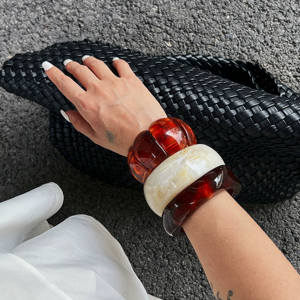 Jewelry Maillard Style Acrylic Oval Resin Splicing Handmade Exaggerated Geometric Bracelet