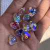 Jewelry Making Accessories Glass Glazed Faceted Peach Heart Pendant With Dripping Oil Design And Eye Pattern