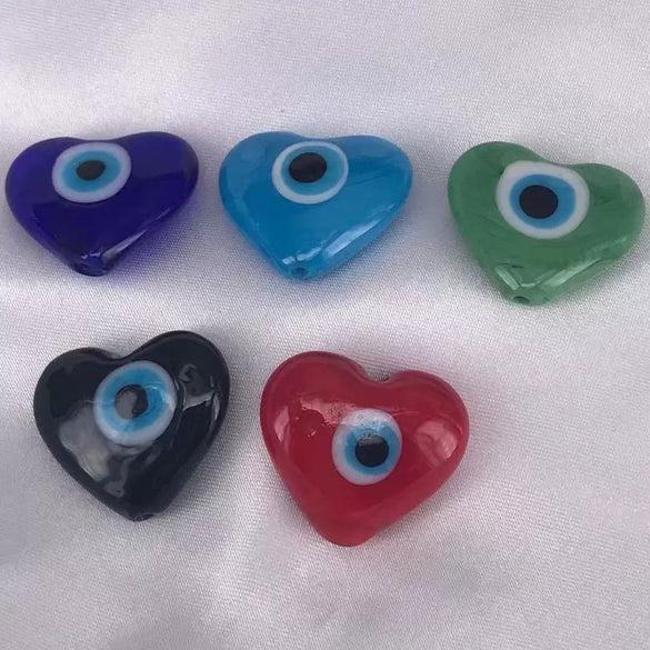 Jewelry Making Accessories Glass Heartshaped Painted Eye Pattern Diy
