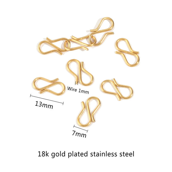 Jewelry Making Accessories Stainless Steel S Shape Necklace Buckle Hook With Fish Pattern 18K Gold Electroplated