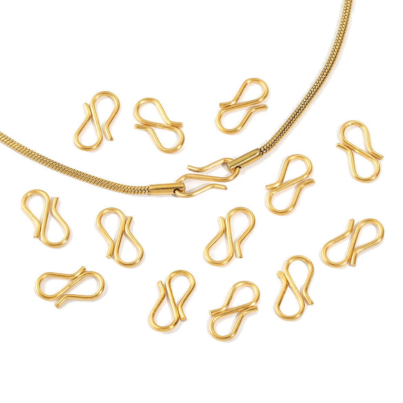 Jewelry Making Accessories Stainless Steel S Shape Necklace Buckle Hook With Fish Pattern 18K Gold Electroplated