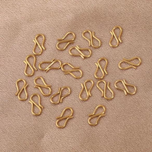 Jewelry Making Accessories Stainless Steel S Shape Necklace Buckle Hook With Fish Pattern 18K Gold Electroplated