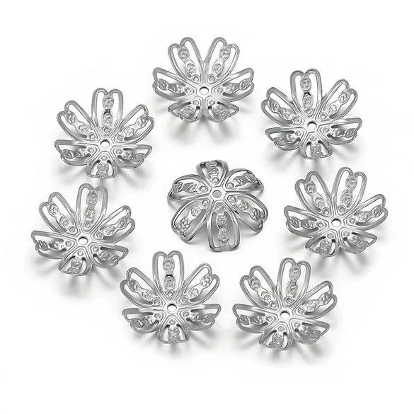 Jewelry Making Stainless Steel Six Petal Bead Cap Gasket With Totem Pattern And Vacuum Plating