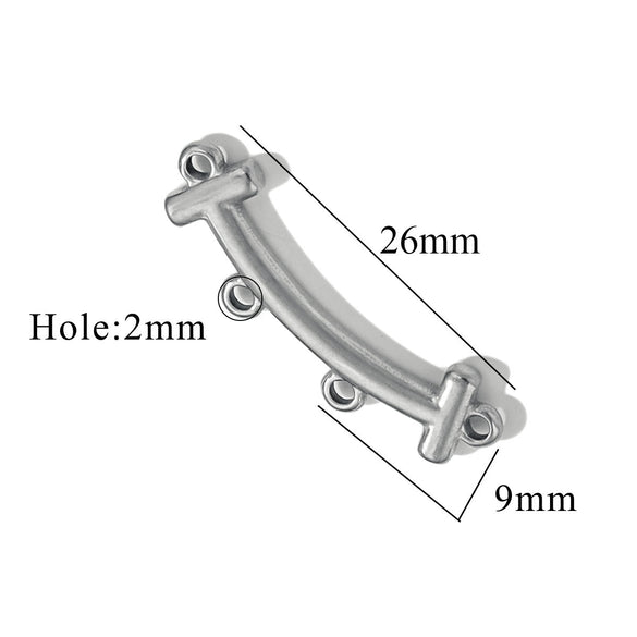 Jewelry Making Supplies Stainless Steel Bohemian Multistrand Porous Curved Connector 18K Electroplated