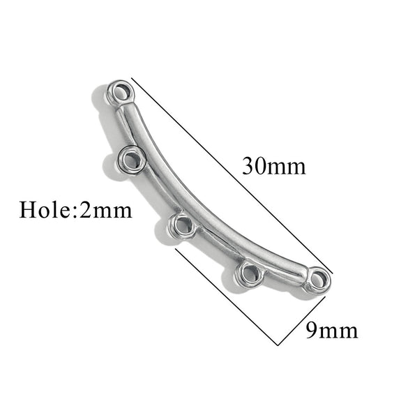 Jewelry Making Supplies Stainless Steel Bohemian Multistrand Porous Curved Connector 18K Electroplated