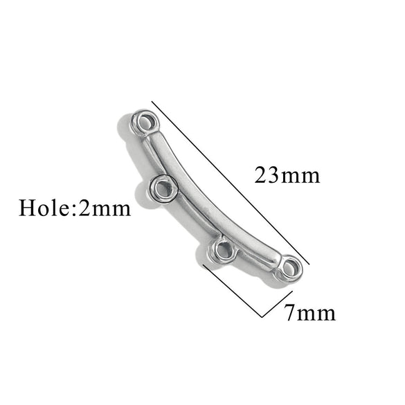 Jewelry Making Supplies Stainless Steel Bohemian Multistrand Porous Curved Connector 18K Electroplated
