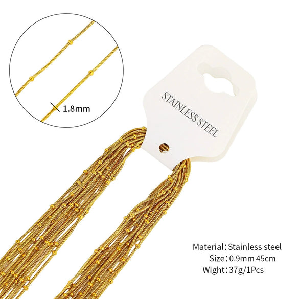 Jewelry Making Supplies Stainless Steel Snake Bone Chain With Round Snake Beads Electroplated Geometric Wave Design Unisex