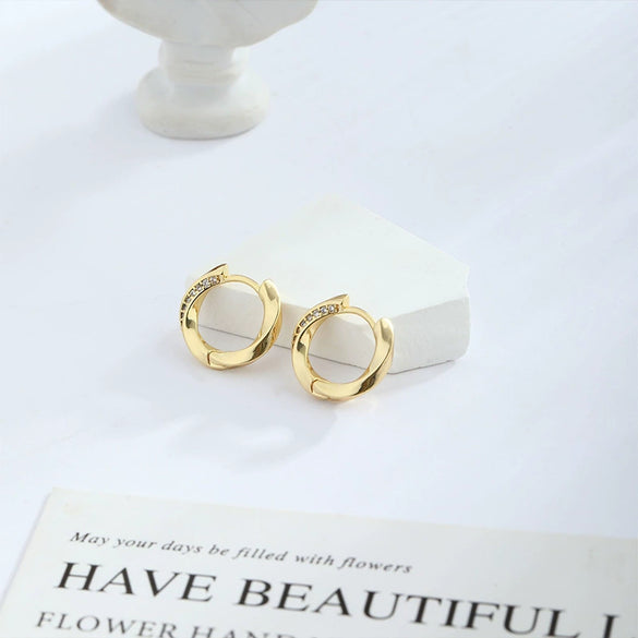 Jewelry Möbius Ring Zircon Earrings Geometric Copper 14K Gold Electroplated