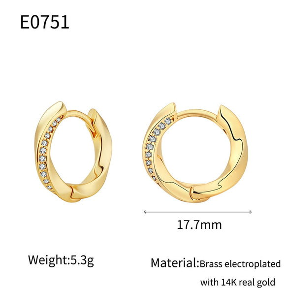 Jewelry Möbius Ring Zircon Earrings Geometric Copper 14K Gold Electroplated