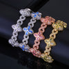 Jewelry Men's Hip Hop Cuban Chain Necklace And Bracelet With Fourleaf Clover Figureeight Design Copper Inlaid Zircon