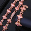 Jewelry Men's Hip Hop Cuban Chain Necklace And Bracelet With Fourleaf Clover Figureeight Design Copper Inlaid Zircon