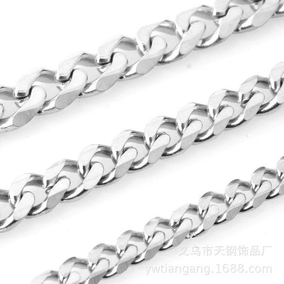 Jewelry Men's Necklace Stainless Steel Chain Titanium Steel Pendant Six Sided Grinding Polishing