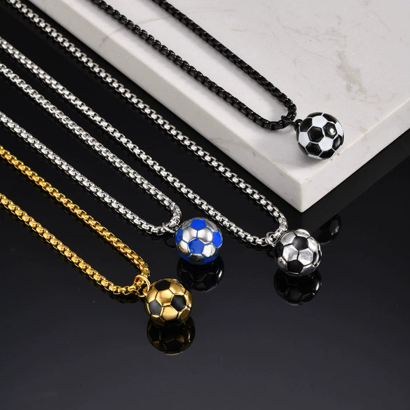 Jewelry Men's Stainless Steel And Titanium Steel Football Pendant Geometric Style Electroplated