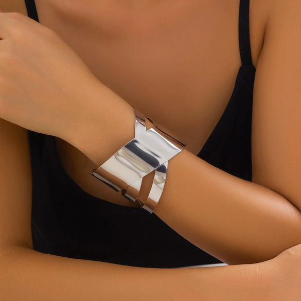Jewelry Metal Adjustable Open Punk Geometric Electroplated Bracelet