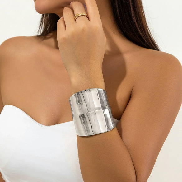 Jewelry Metal Adjustable Open Punk Geometric Electroplated Bracelet