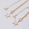 Jewelry Metal Alloy Ball Chain Starfish Pendant Necklace With Star Geometric Pattern Dripping Oil Treatment