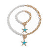 Jewelry Metal Alloy Ball Chain Starfish Pendant Necklace With Star Geometric Pattern Dripping Oil Treatment