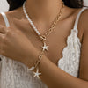 Jewelry Metal Alloy Ball Chain Starfish Pendant Necklace With Star Geometric Pattern Dripping Oil Treatment