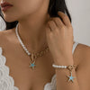 Jewelry Metal Alloy Ball Chain Starfish Pendant Necklace With Star Geometric Pattern Dripping Oil Treatment