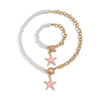 Jewelry Metal Alloy Ball Chain Starfish Pendant Necklace With Star Geometric Pattern Dripping Oil Treatment