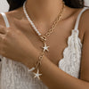 Jewelry Metal Alloy Ball Chain Starfish Pendant Necklace With Star Geometric Pattern Dripping Oil Treatment
