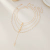 Jewelry Metal Alloy Pendant Necklace With Geometric Pattern Copperclad Iron And Pearl Chain Electroplated For Women
