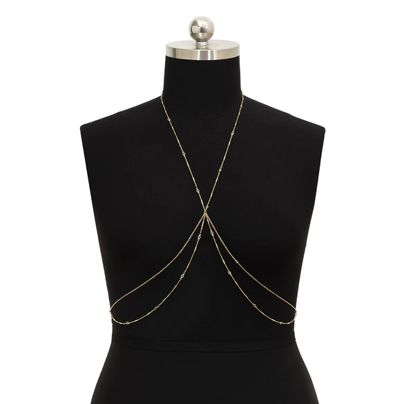 Jewelry Metal Bikini Style Geometric Rhinestone Electroplated Women's Chest Chain