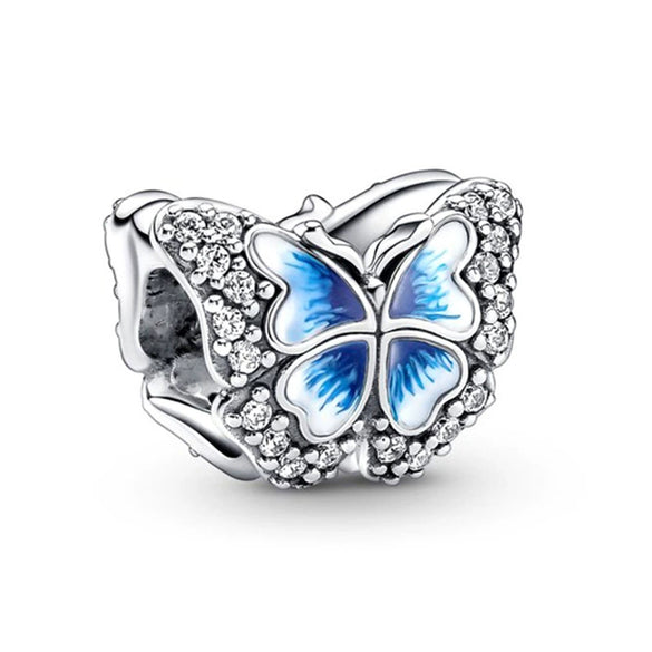 Jewelry Metal Blue Butterfly Pendant With Totem Pattern Electroplating