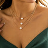 Jewelry Metal Box Chain Collarbone Necklace With Alloy Imitation Pearl Pendant Retro Allmatch Geometric Style For Women