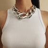 Jewelry Metal Buckle Single Layer Necklace Punk Geometric Style Plastic Plating Aluminum Chain